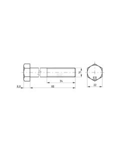Poldid M14x2-80 DIN931 8,8 1kg.