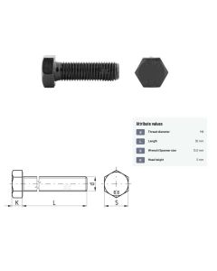 Polt M8x1,25-35 DIN933 8.8