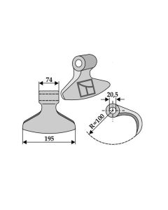 Haamer Ø20,5 74/195mm R100 63-RM-16