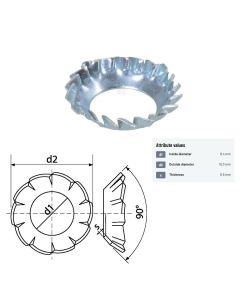 Tähtseib M8 8,4x15,3x0,5mm DIN6798 Zn