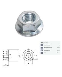 Mutter M12x1,75-12 8.8 DIN6923 Zn