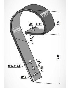 Libisti pii 80x10mm L-365/515mm 903476, 3538741