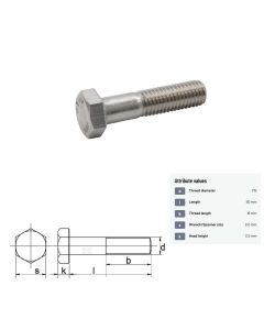 Polt M5x0,8-50 DIN931 8.8 ZN