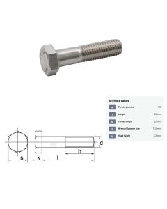 Polt M8x1,25-50 DIN931 10.9 ZN