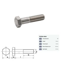 Polt M8x1,25-50 DIN931 8.8 ZN