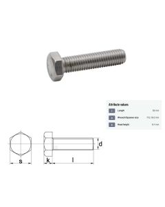 Polt M10x1,5-55 DIN933 8.8 ZN