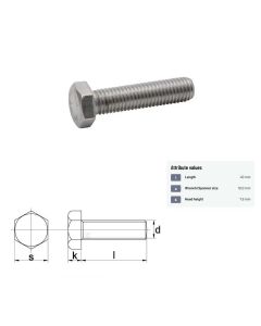Polt M12x1,75-40 DIN933 10.9 ZN
