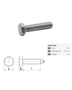 Polt M14x2-60 DIN933 10.9 ZN