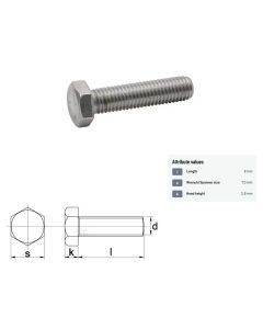 Polt M4x0,7-8 DIN933 8.8 ZN