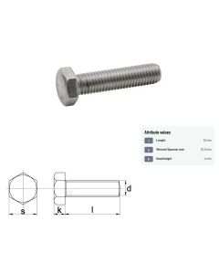 Polt M6x1-12 DIN933 8.8 ZN