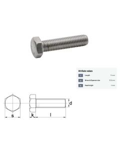 Polt M6x1-14 DIN933 8.8 ZN