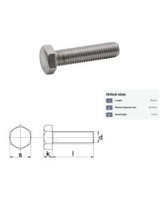 Polt M6x1-30 DIN933 10.9 ZN