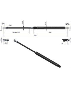 Gaasiamortisaator L-685mm 700Nm