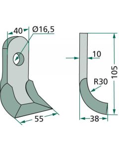 Y-tera Ø16,5 #10/40/105mm 63-IND-09
