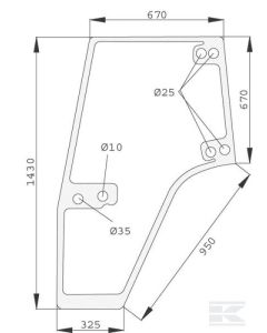 Ukse klaas LH 1-34-621-090