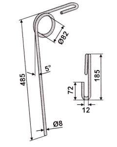 Järeljooksu pii Ø8mm L-485mm (Fiona)