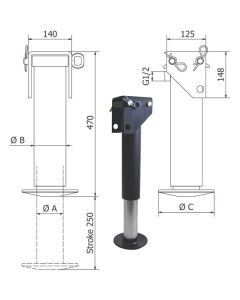 Tugijalg hüdrauliline >8500kg 80x470/720