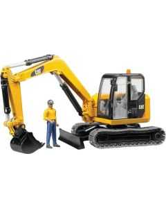 Mini ekskavaator CAT + töötaja BRUDER 1:16